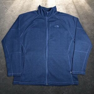 The North Face Full Zip Fleece Jacket Navy Blue Heathered Mens Size XL